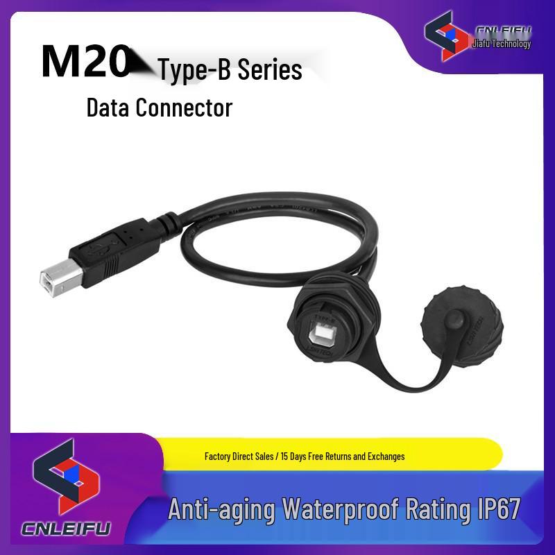 Водонепроницаемый разъем USB Type B Female для монтажа на панель, для портов принтера Metal Nut black