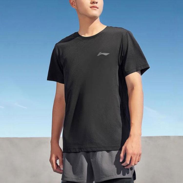 Li-Ning Pohodlné Všestranné Prodyšné Tričko s kulatým výstřihem a krátkým rukávem Pánské Topy Černé YTSU145-2