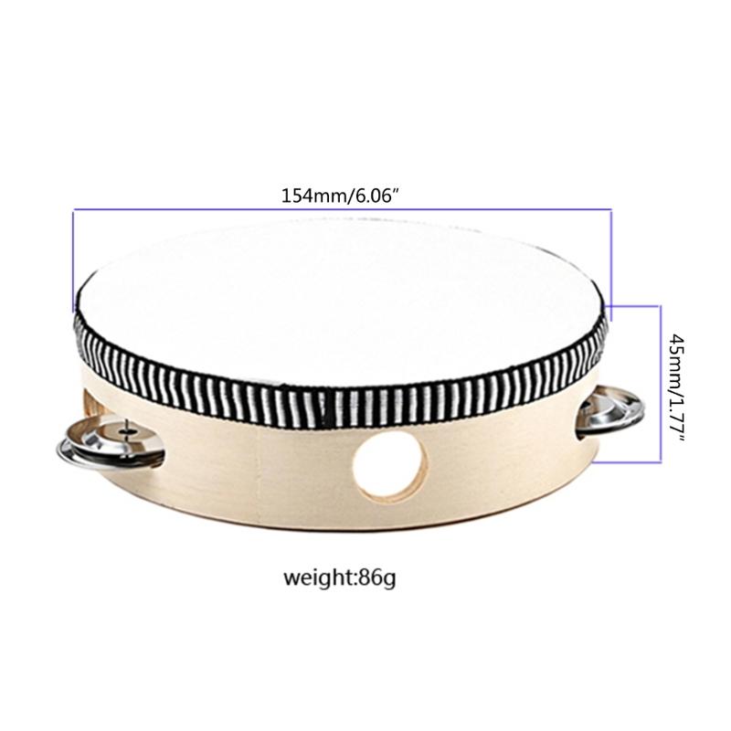 Handheld Tambourine Educational Musical Tambourine Drum for Children and Adults Wooden Tambourine Lightweight Tambourine