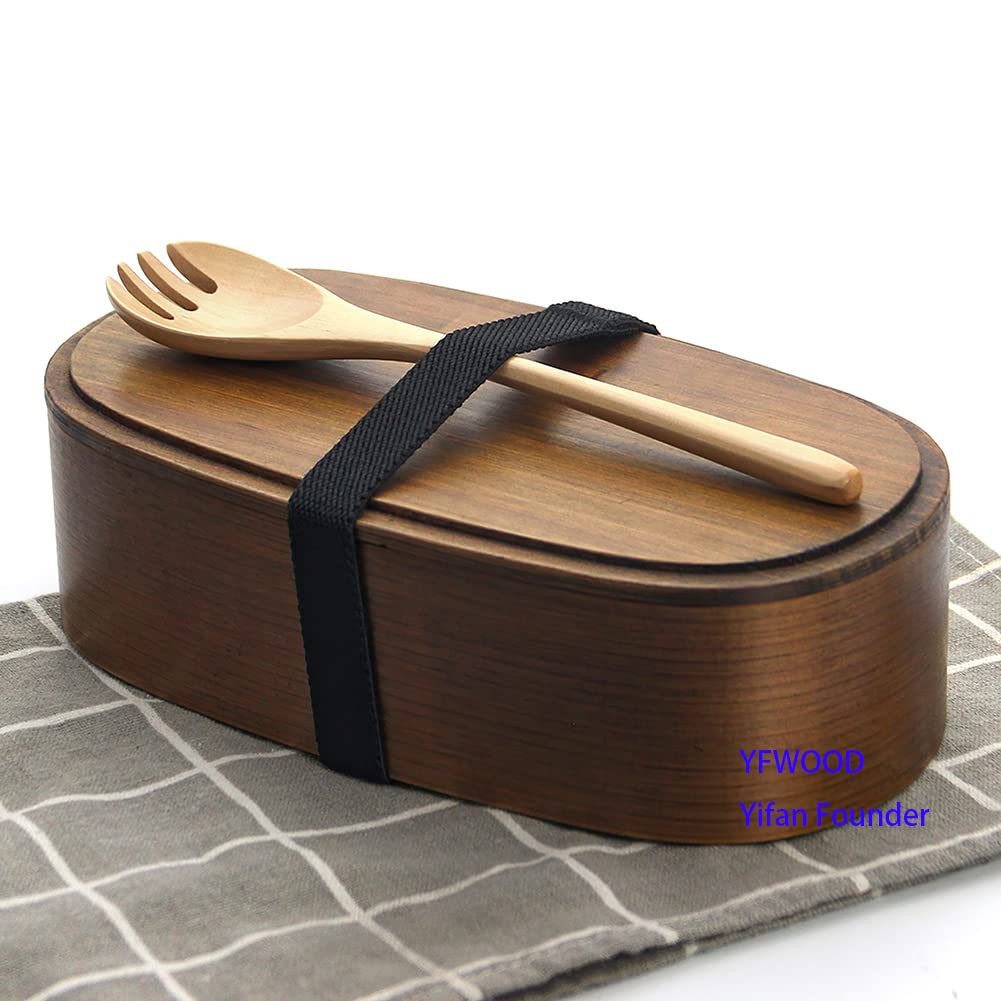 YFWOOD Magewappa Bento with Convenient Nested Bento Made of Natural Cedar Wood with Genuine Lacquer Moisturizing Side Large Perfect for or Any Box,