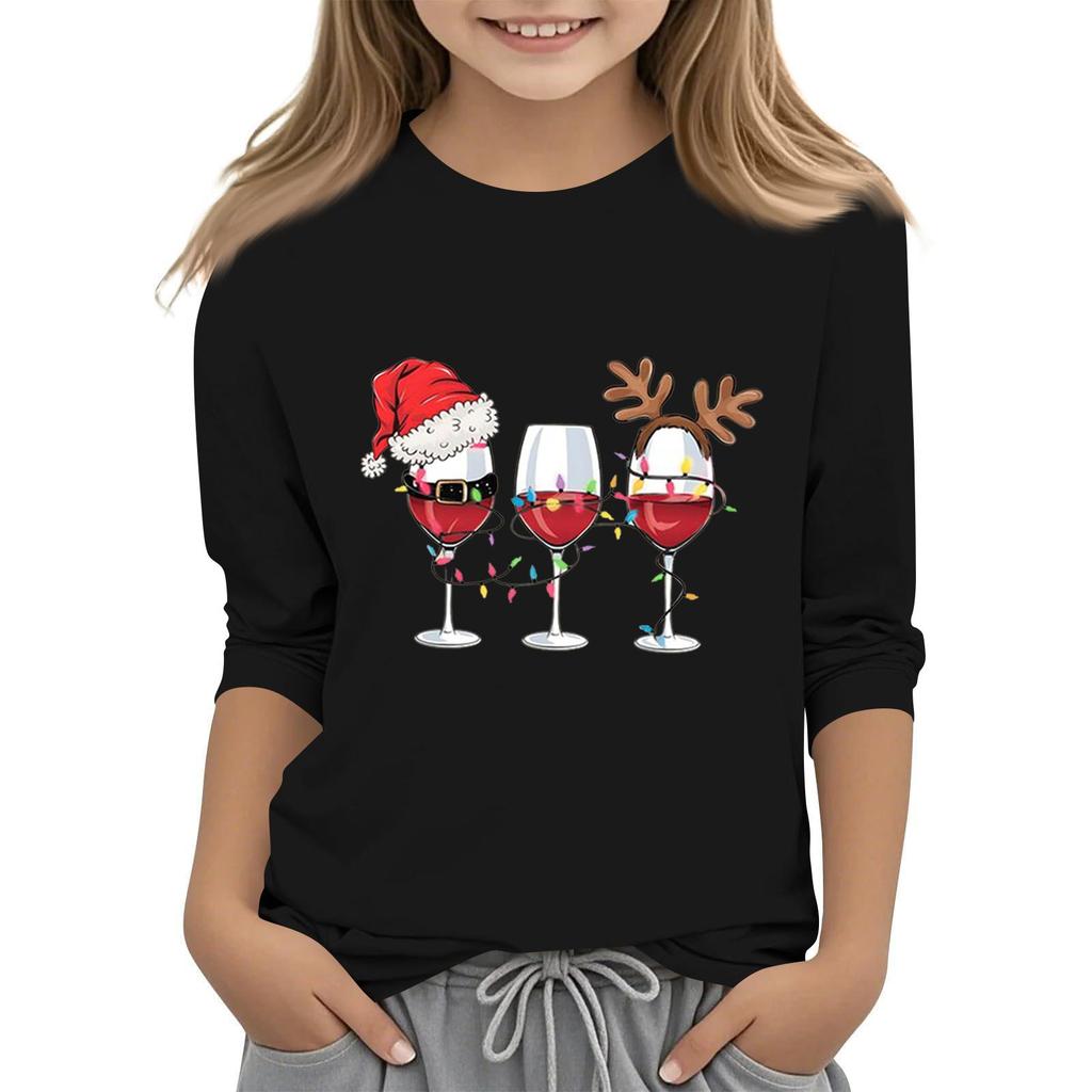 Tricou casual cu mâneci 3/4 pentru copii, cu gât rotund și imprimeu pentru Ziua Independenței