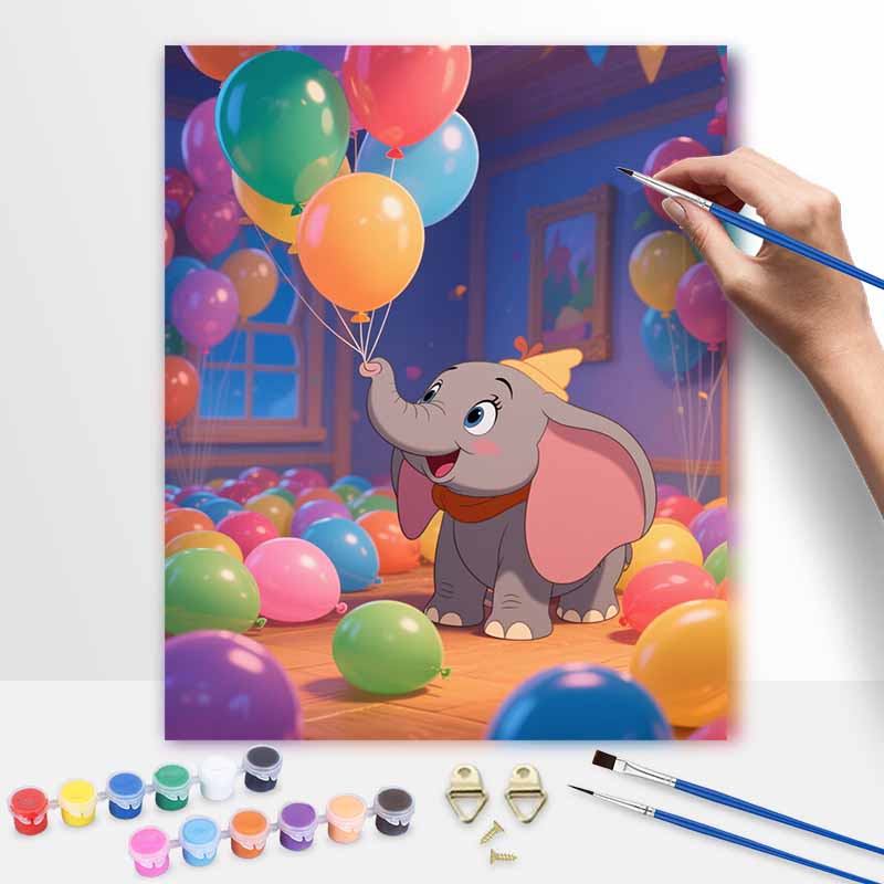 Disney Dumbo Elephant Balloons Digital Oil Painting Art Kit Hand Painted Home Decor 20x30cm