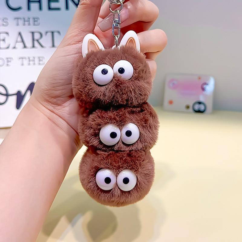 And Soft Huggable Plush Coal Ball Keychain Adorable Hanging Charm For Bags