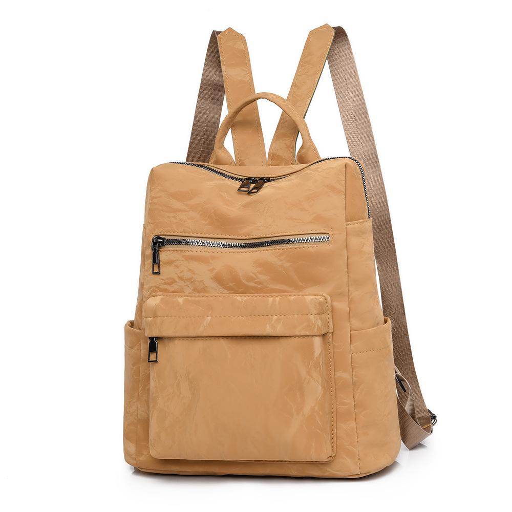 

Повсякденний м який шкіряний рюкзак, жіноча модна дорожня сумка подвійного призначення, проста сумка на плече великої місткості світло-коричневого кольору