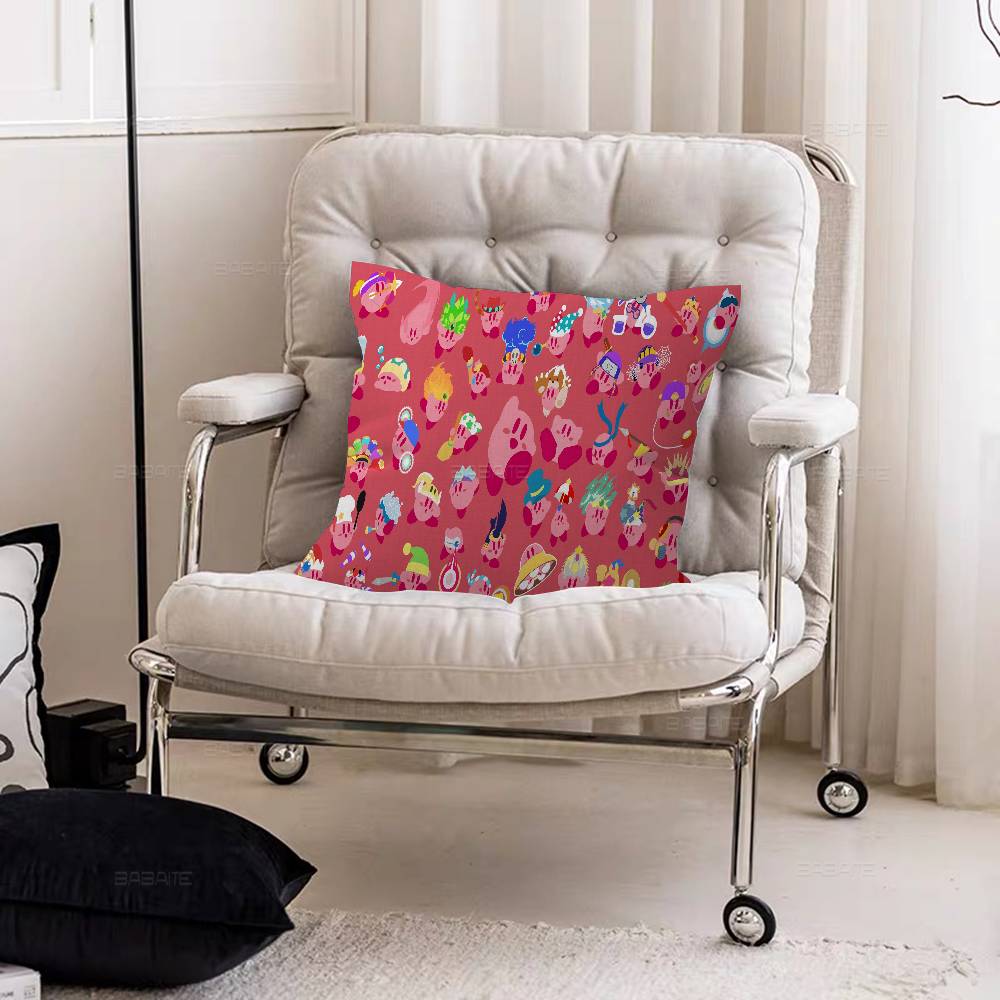 Pink Cute KKirbyes Pillow Cover For Bedroom Room And Living Room Sofa Decorative Cushion Cover