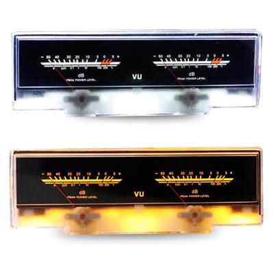 מד VU כפול מחט מגבר שמע סטריאו 5W-50W לוח מחוון רמת סאונד DB אור לבן צהוב דיוק גבוה
