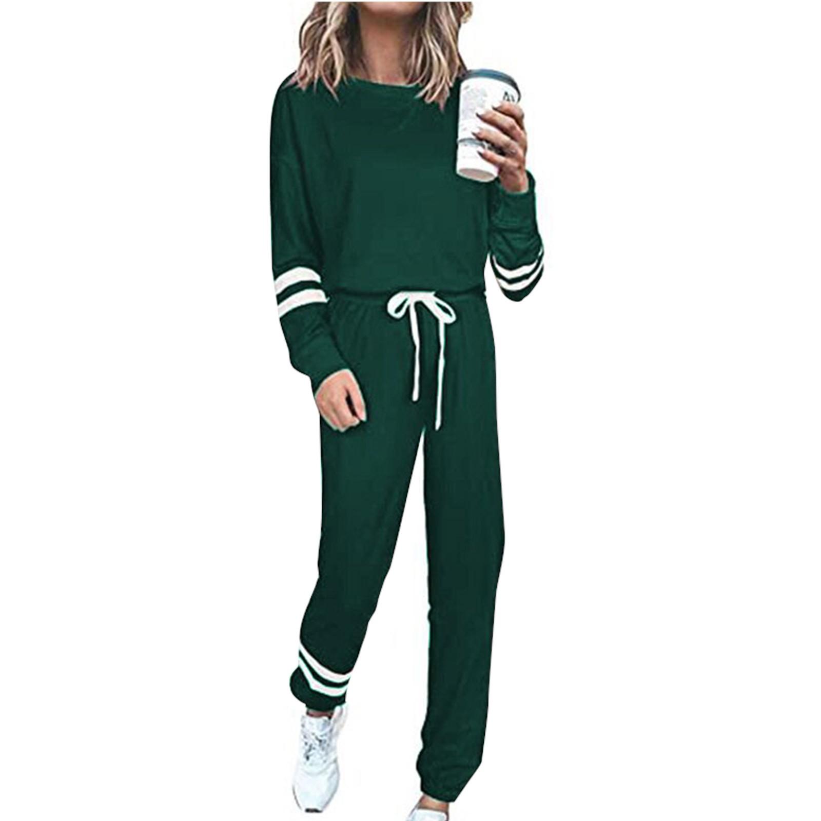 

Женский свободный пуловер с круглым вырезом, повседневный модный костюм с длинными рукавами и длинными брюками XXL