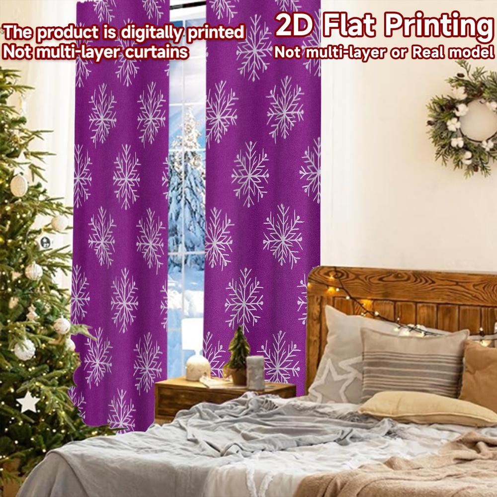 2pcs, 2D FLAT PRINTING Curtains (Without Rod) Purple Ornaments Halloween Festival Fashion Curtains Yarn Curtains Decorations For