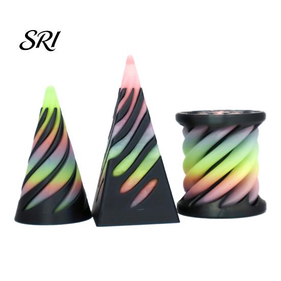 Spiral Stress Relief Toy 3Pcs 3D Printed Cone Figurine Impossible Passthrough Sculpture Vortex Thread Anxiety Gadget Illusion Mini Pyramid Cylinder