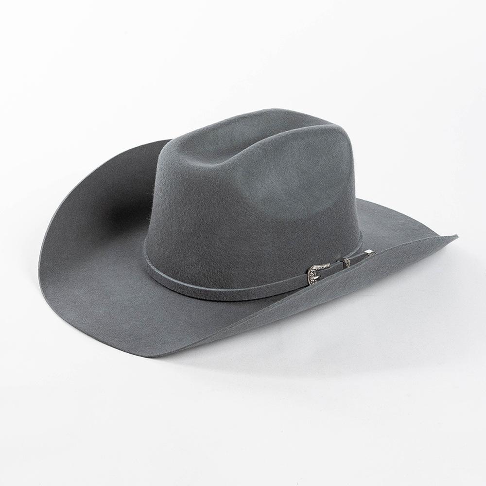 Autumn And Winter New Fashion Belt Buckle Decorative Wool Woolen Edge Wide Brim Jazz Hat Outdoor Warm Concave Top Hat