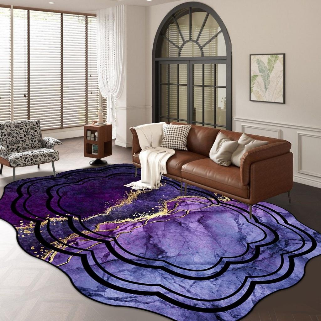 Irregular Living Room Carpet Marble Floor Mat Easy To Maintain Bedroom Bedside Carpet