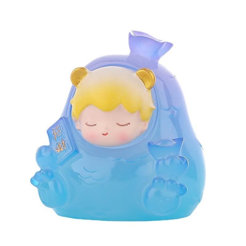 Cartoon Resin Craft Blind Box Night Light Children's Toy Desk Decoration Random Color Starry Sky Creature