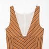   European and American Style New Women's Fashionable Classic Backless Striped Midi Dress 2256829