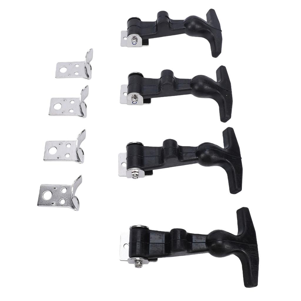 4Pcs Elastic Stainless Steel Rubber Hood Catch Flexible T Handle Hasp Rubber Flexible Draw Latches with Brackets for