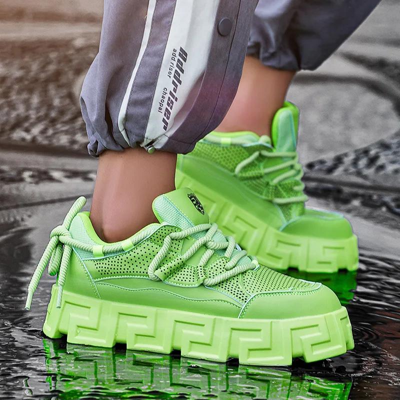 2025Mens Fashion Luxury Casual Sneakers Comfortable Thick-soled Shoes Designer Height Increasing Fashion Breathable Sports Shoes