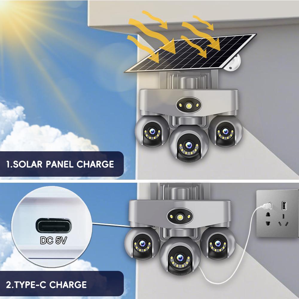 AOV Solar PTZ Kamera – 4G/WiFi, 3-Objektiv/3-Bildschirme, 4-Objektiv/4-Bildschirme & 5-Objektiv/4-Bildschirme Optionen verfügbar