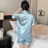 2 Piece Women Set 2025 Summer Short Sleeve Pajamas for Woman Silk Fashion Sleepwear leopard print Sexy Satin Pajama Set homewear