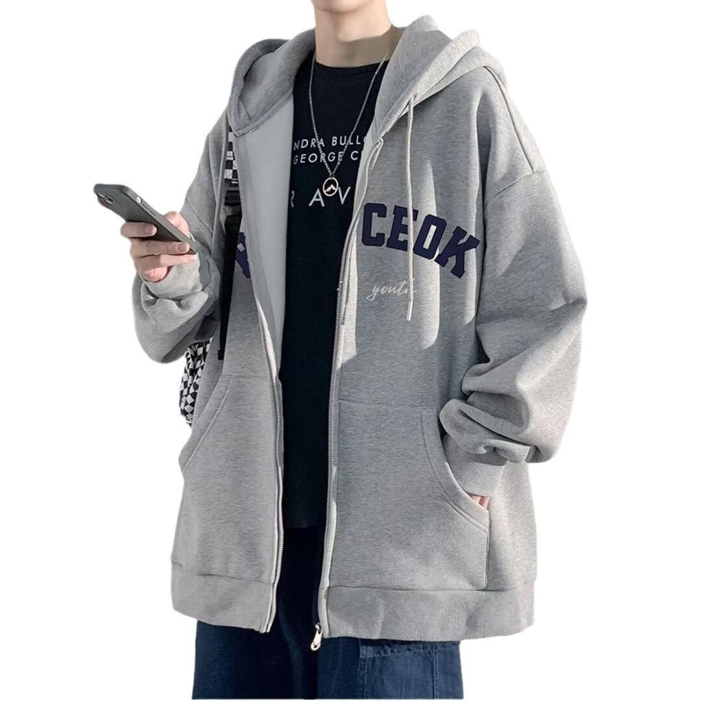 American trendy brand men's jacket spring and autumn 2025 new sports hooded cardigan sweater boys clothes jacket