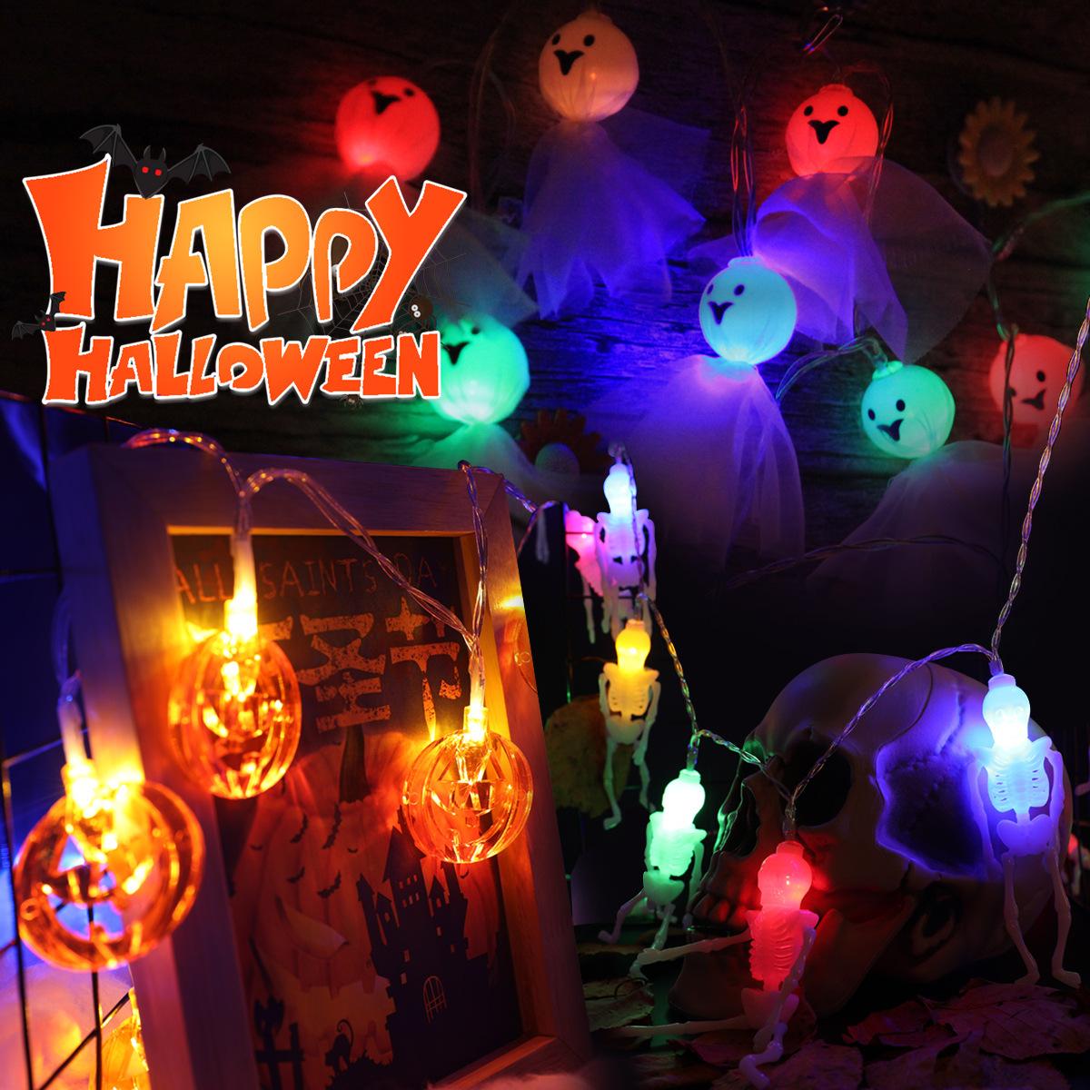 

Halloween Decoration Lights String Pumpkin Ghost Skull Holiday Atmosphere Decoration Lights Horror Scene Layout Battery Lights 1.2m 10 lights