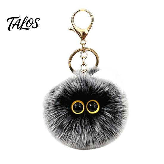 Soft Pompom Keychain Plush Cat Ball Keychain, Fluffy Kitten Bag Charm, Pendant with Lightweight Metal Lobster Clasp, Backpacks Keys Decorative