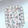 1 Pair Stud Earrings Square Geometric White Cubic Zirconia Clear Ice-Like Stone Ear Studs Retro French Style Jewelry Accessories