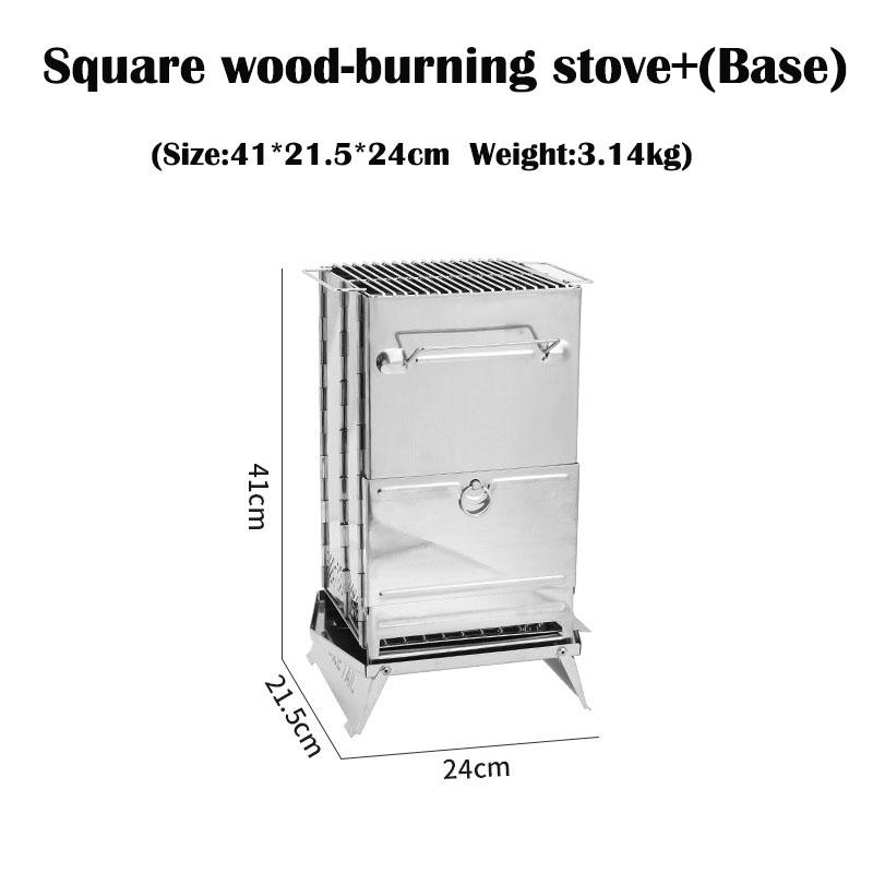 Foldable Camping Wood Burning Stove Stainless Steel Portable Backpacking Stove for Outdoor Cooking Picnic Hiking BBQ - Large