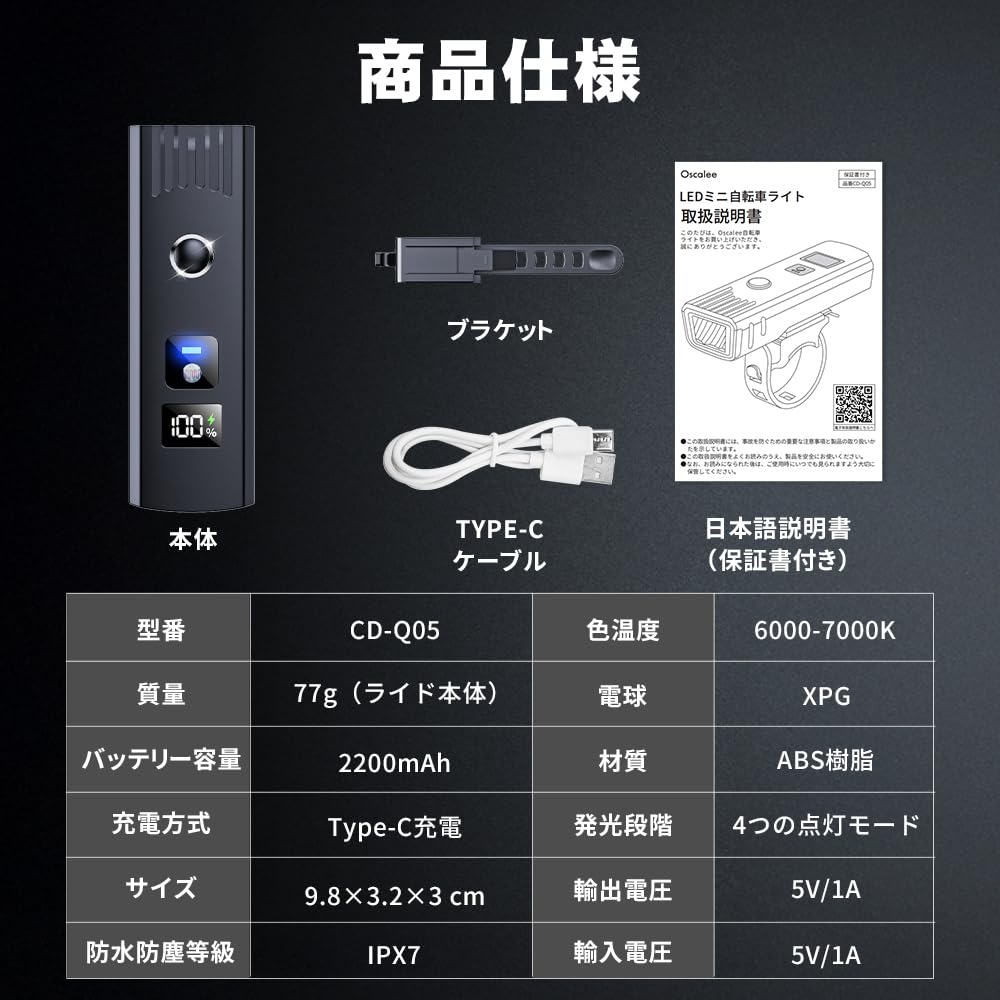 Enhanced Edition Digital Bicycle Light with Light Automatic High Brightness 1800 IPX7 Waterproof and 4 Lighting Bicycle Headlight for Cross Bikes and