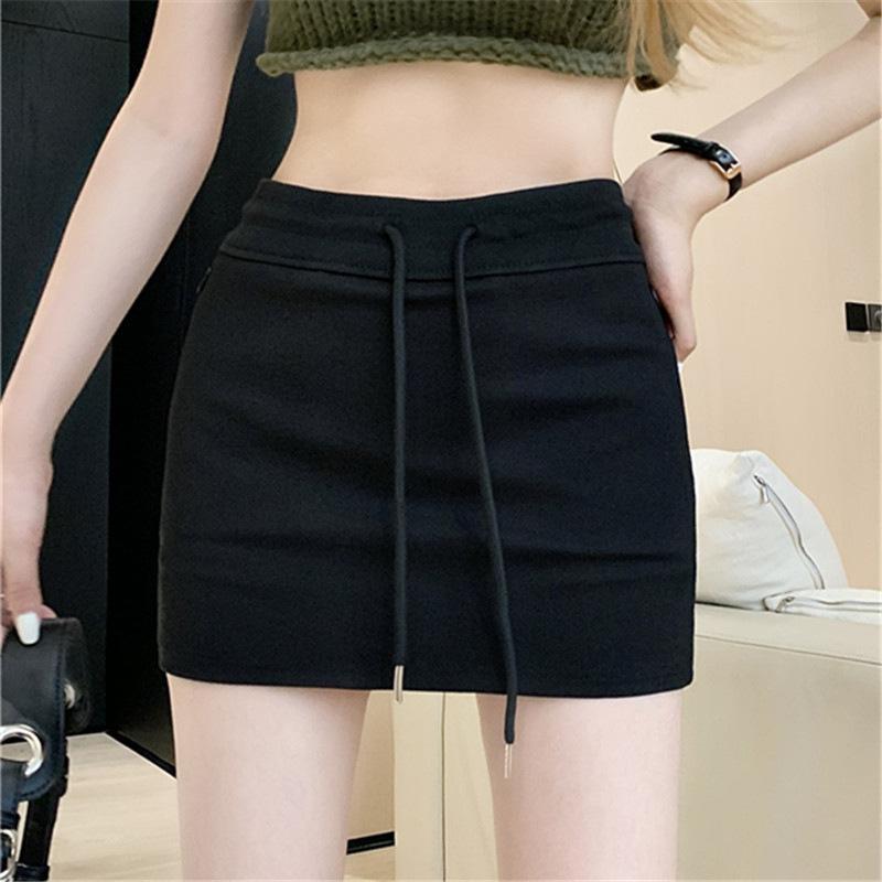 Drawstring Skirt In Summer High Waist Slim and Slim Sexy and Versatile Anti-exposure A-line Hip-pack Skirt