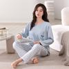 Pajamas Women'S Long-Sleeved Chest Pad Integrated Thin Cotton Loungewear Set