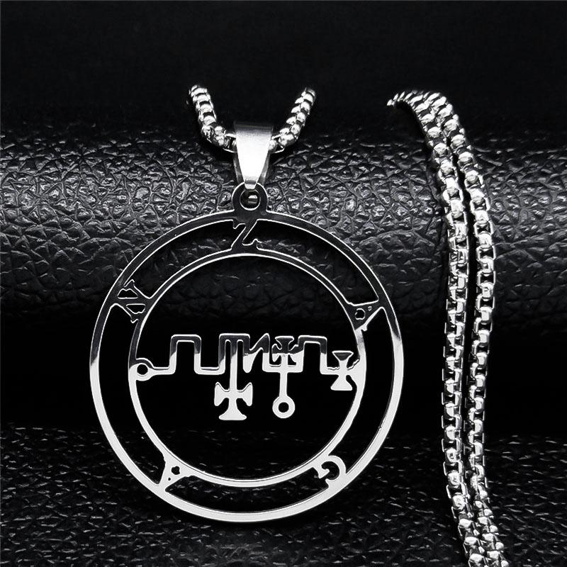 Astaroth Sigil Goetia Stainless Steel Necklace Solomon Demon Seal Satan Sigil satanique patch PIN Jewelry collier femme N7156S03