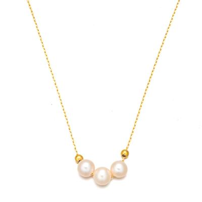 Perle 925 Metall Geburtstag Made in zeremonielle Anlässe [JDE] Damen Halskette, Silber, hypoallergen, Geschenk für Frauen, Japan, (Gelbes Gold)