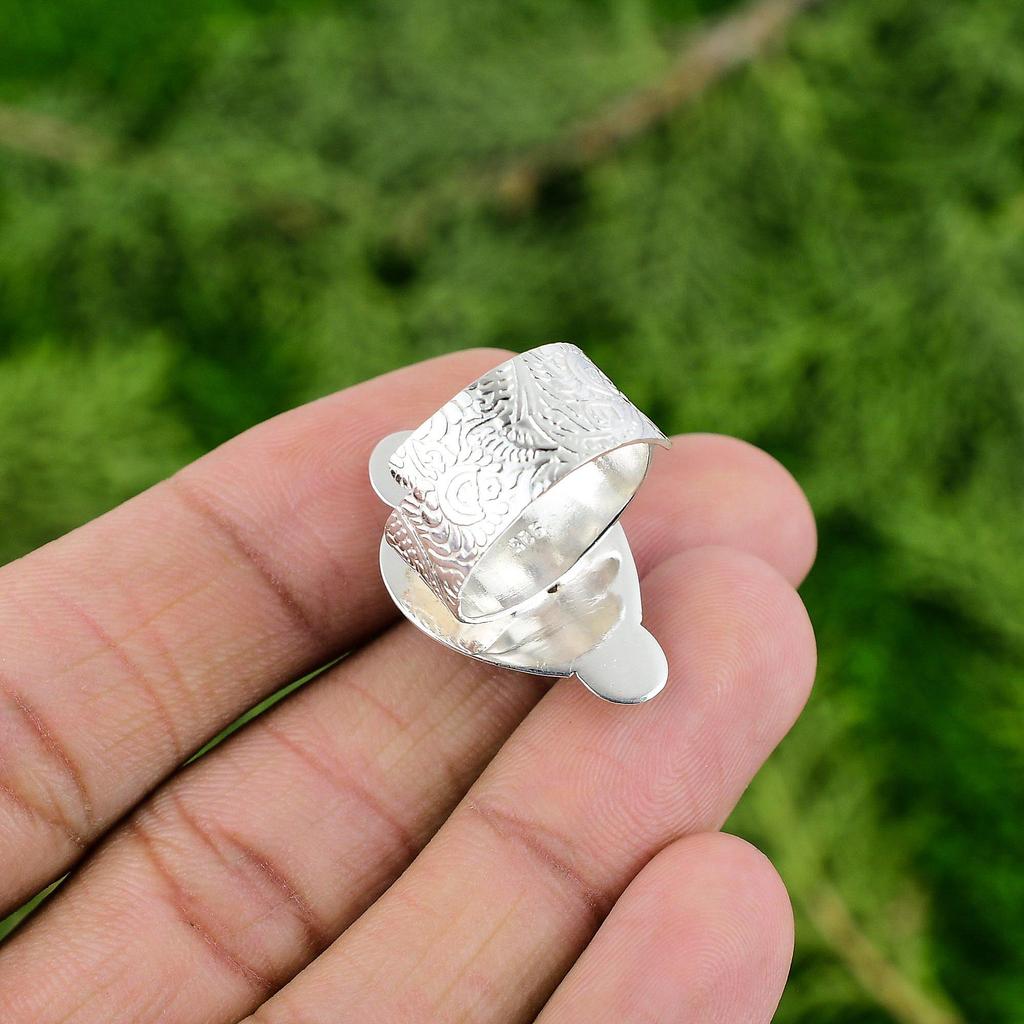 Gift For Her Natural African Amethyst Promise Adjustable Ring 925 Silver