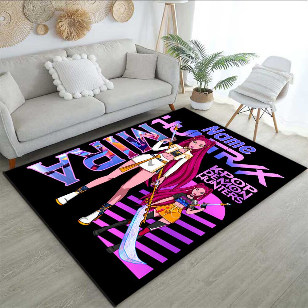 K Pop Demon Hunters Customize your name rug, office chair cushion, home bedroom living room gift.