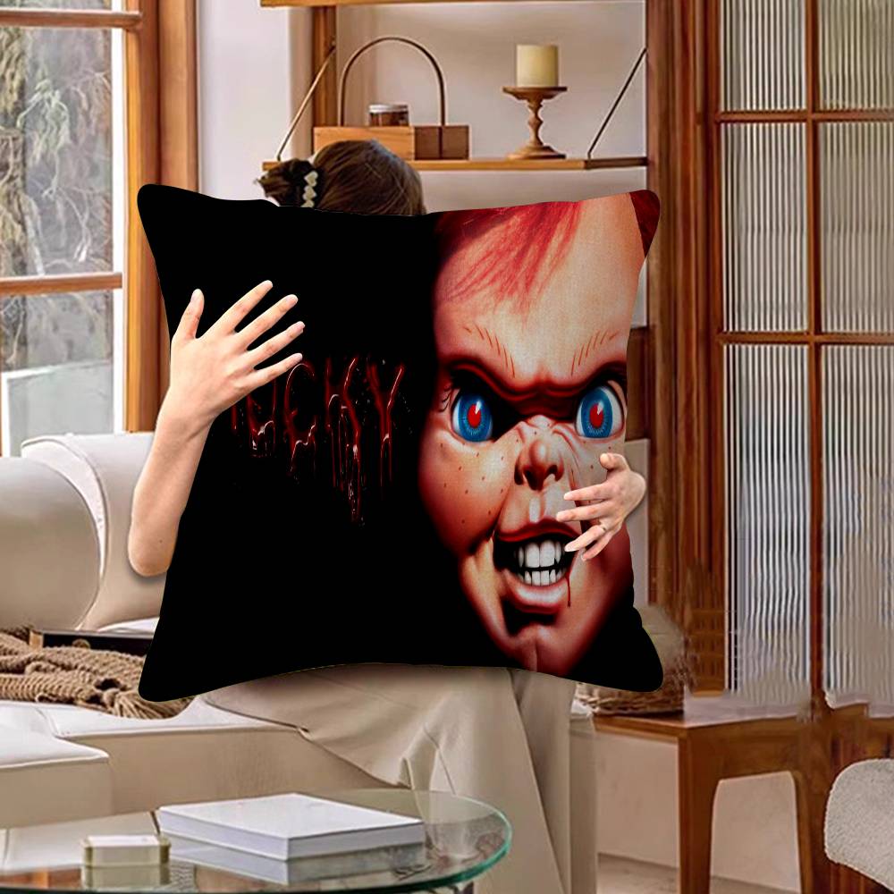 Horror Doll Chucky Cartoon Maple Design Cushion Cover Happy Autumn Harvest decor Holiday Decorati Pillow Cover