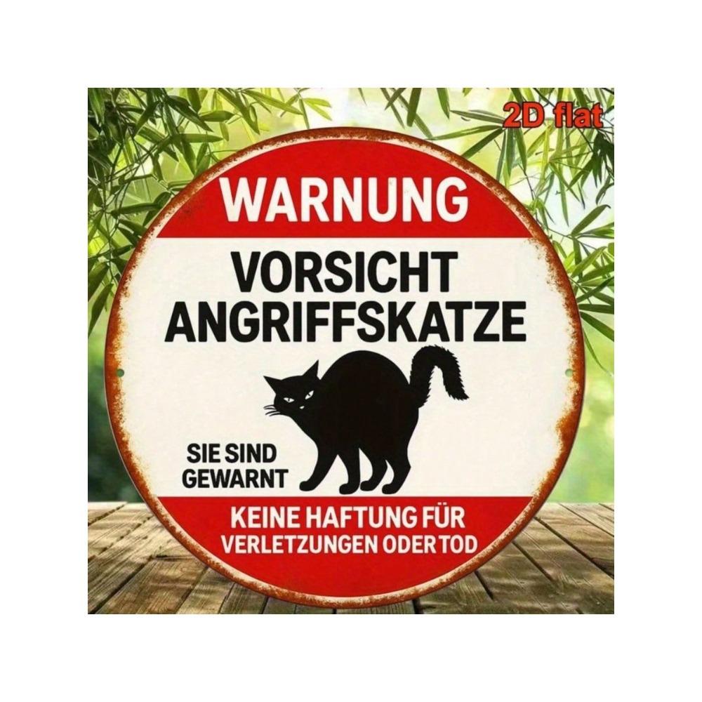 Retro Metal Wall Art Sign Cat Warning Decor