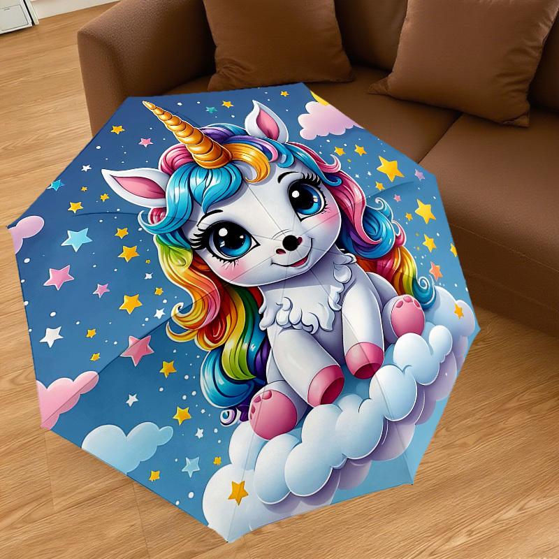 1PC Unicorn Cloud Umbrella-8-Rib Reinforced Portable Folding Travel Suitable for All Seasons Outdoor Daily Use Is an Ideal Choice -F389