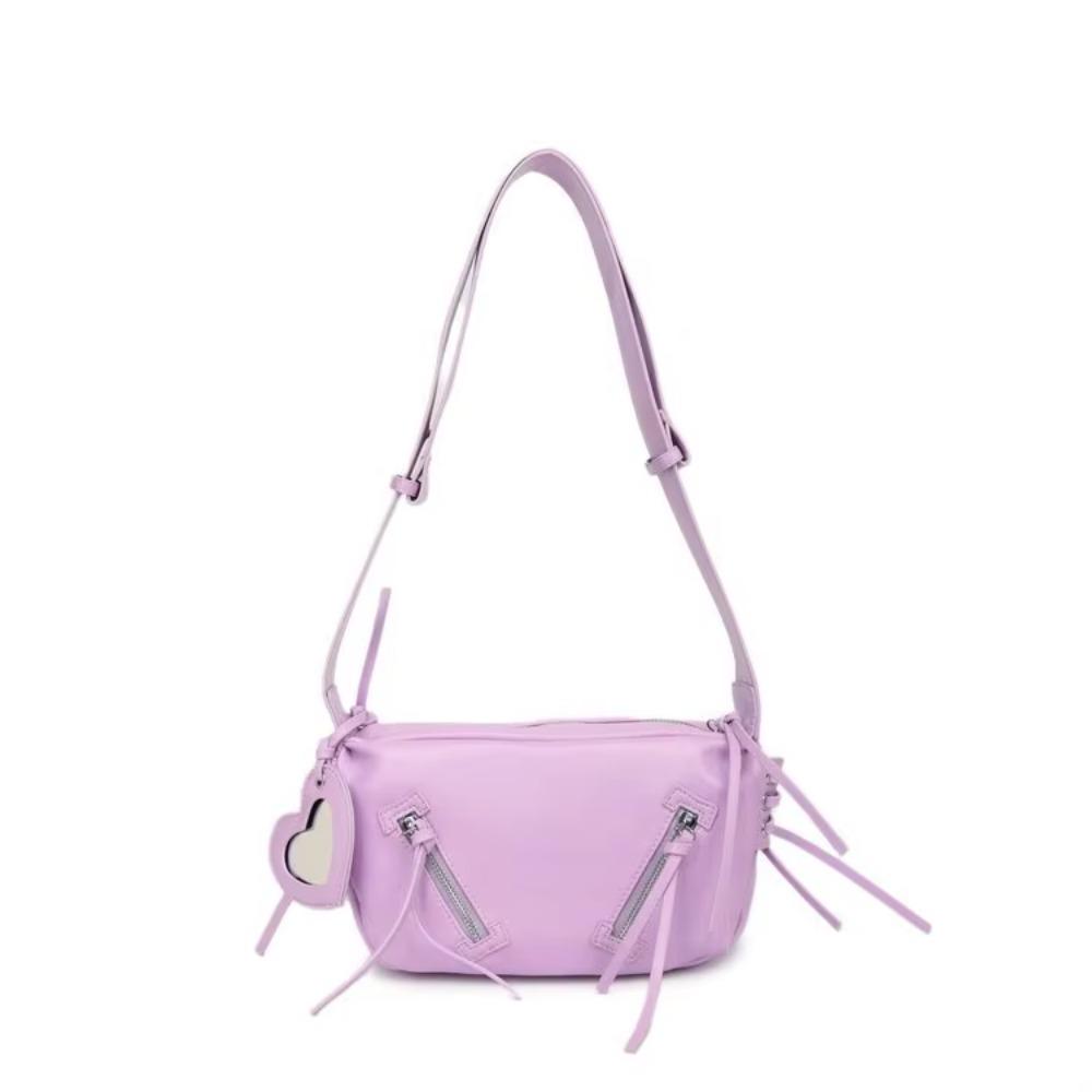 

Зеркало в форме сердца Корейская сумка подмышку в стиле мото Y2K панк сумка кроссбоди для путешествий фиолетовый