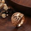 Golden Texture Women's Rings High Glossy Hollow Leaf Rings Vintage Costume Jewelry