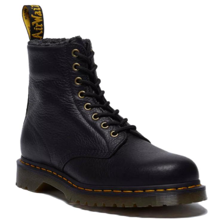 Dr. Martens 1460 Faux Fur Lined Grizzly Leather Lace Up Boot Black Unisex Sneakers 31873001