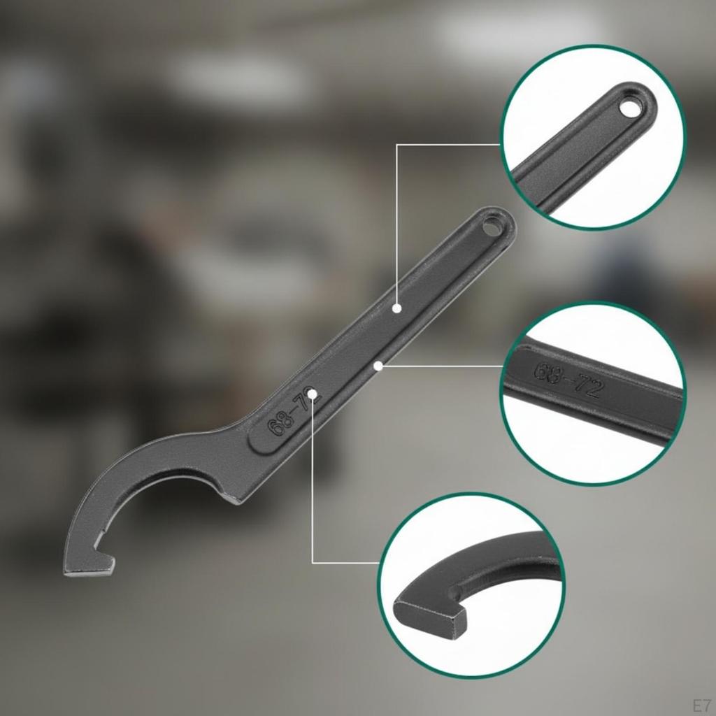 Hook Wrench Flat Handle Spanner OnePiece Tool for Plumbers, Water Meter Maintenance, Plumbing