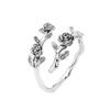 925 Sterling Silver Thai Flower Adjustable Rings For Women Couple Luxury Fine Jewelry Accessories Jewellery Argent 925