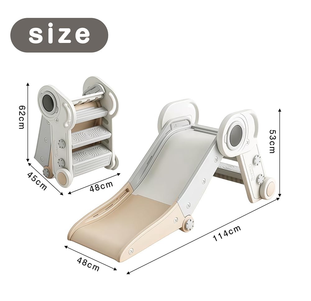 OSJ Folding Slide for Toddlers, Indoor Playground Equipment, OutdoorIndoor Use, Home Use, Gift, Birthday Toy, Ages 2-5