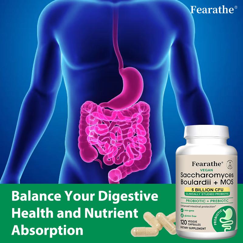 Saccharomyces Boulardii + MOS Probiotico Prebiotico 5 Miliardi di CFU Capsule Vegetali, 120 Capsule Integratore Alimentare