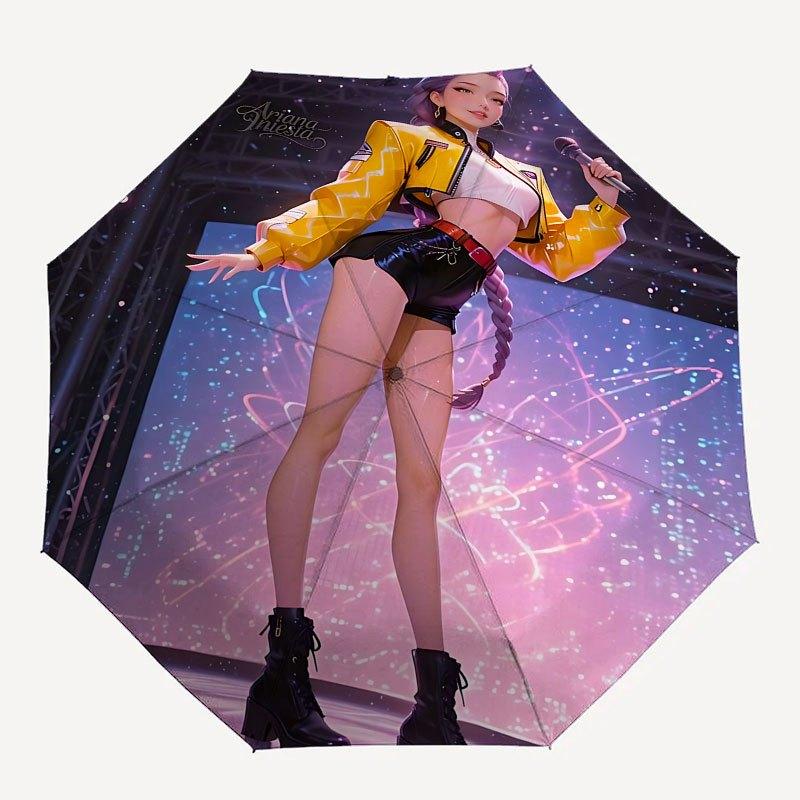 

1pc K-POP hunter X Automatic Opening/Closing Umbrella with Convenient Three-Fold Design, 8 Iron Ribs - for Outdoor Daily Use, Travel A52