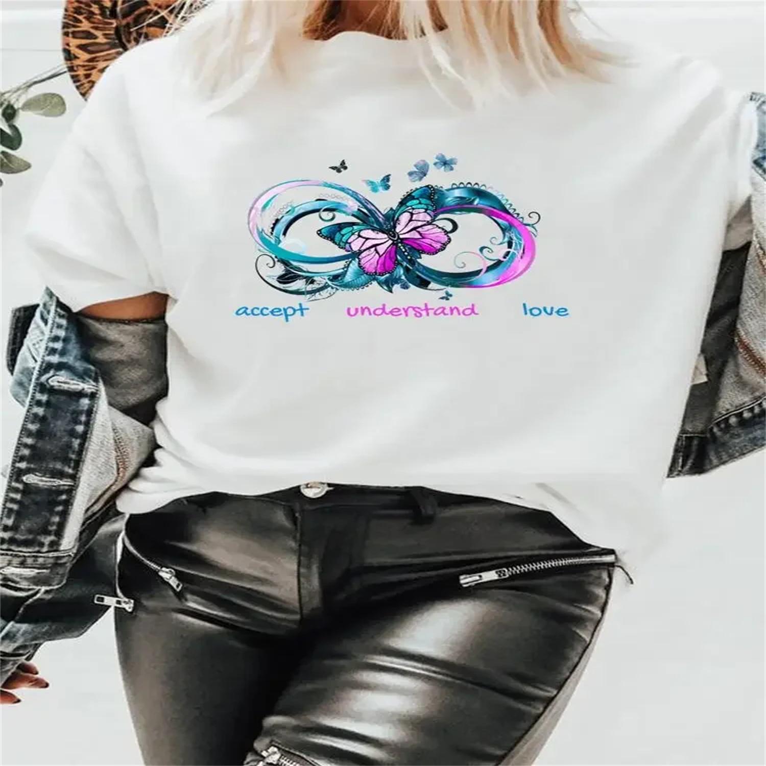 Butterfly Sweet Print Clothes Women Spring Fashion Summer Female Tee Shirt Lady Short Sleeve Graphic T-shirt XXXXXL белый