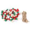200Pcs DIY Christmas Wooden Beads Set 5 Colors Bead String Decoration Accessories for Beauty Salon with Twine