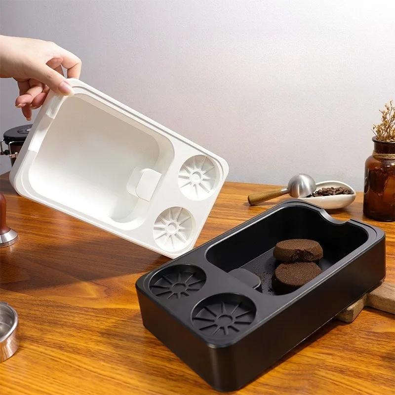 51-58mm Coffee Tamper Station Stand with Coffee Grounds Knock Box Coffee Portafiler Holder Tamper Pad Organizer Barista Tools