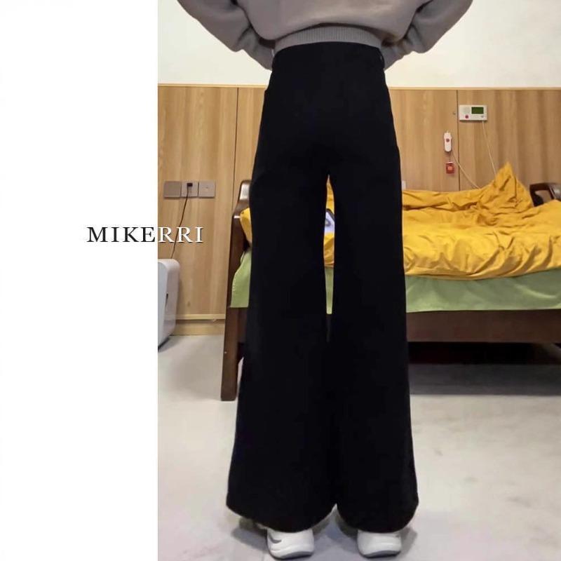 Wide-leg Jeans Women's Autumn and Winter Velvet Loose and Thin Pear-shaped Body Straight Pants