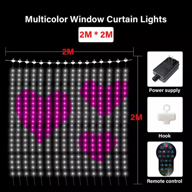 Curtain String Light Rgbic Dream Color Programmable Smart Led Window Fairy Lights For Christmas Wedding Bedroom Decor