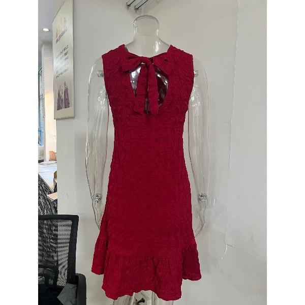 Sleeveless Lace Up Solid Color Casual Women's Dresses